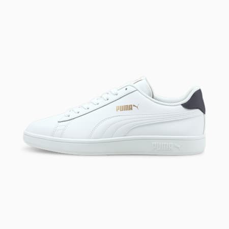 حذاء رياضي جلدي Smash v2, Puma White-Puma White-Peacoat-Puma Team Gold, small-DFA