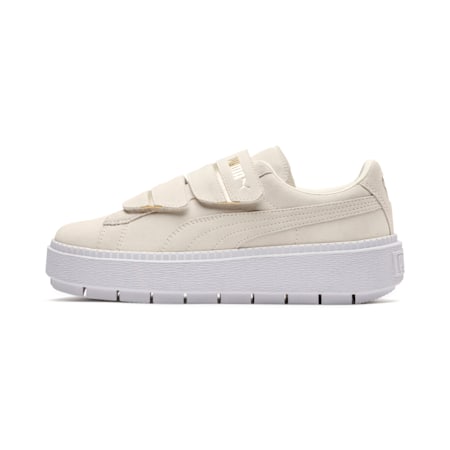 Platform Trace Strap Women’s Trainers, Whisper White-Whisper White, small-SEA