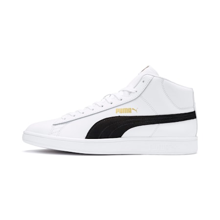 Smash v2 Mid-Cut Trainers, Puma White-Puma Black-Puma Team Gold-High Rise, small-PHL