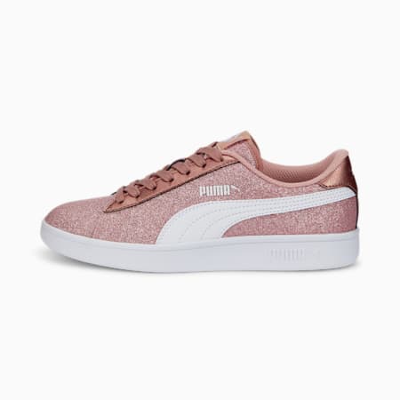 Smash v2 Glitz Glam Youth Trainers, Rose Gold-Puma White, small-DFA