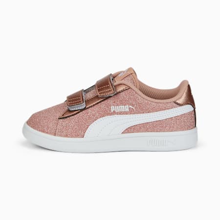 حذاء رياضي Smash v2 Glitz Glam للبنات من بوما, Rose Gold-Puma White, small-DFA