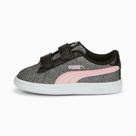 נעלי ספורט לתינוקות בנות PUMA Smash v2 Glitz Glam, Puma Black-Almond Blossom, small-DFA