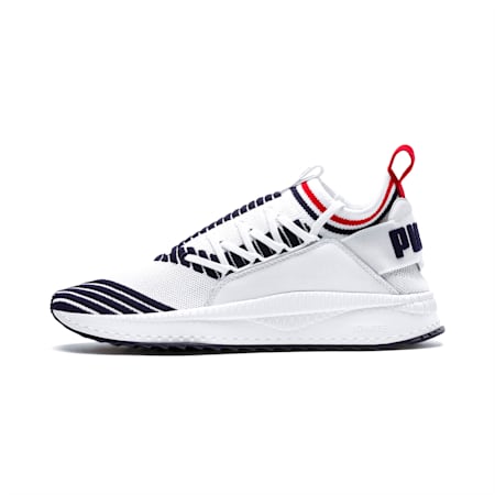 Evolution TSUGI Jun Sport Stripes Trainers, Puma White-Peacoat-Ribbon Red, small-SEA