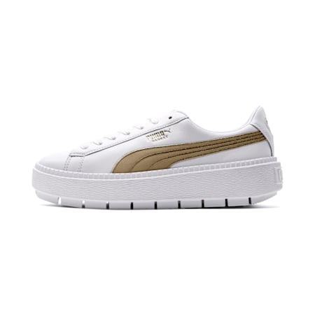 Platform Trace Varsity Women's Trainers, Puma White-Metallic Gold, small-SEA