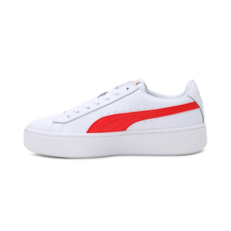 PUMA Vikky Stacked Women's Shoes, Puma White-Poppy Red-Puma Team Gold, small-IND