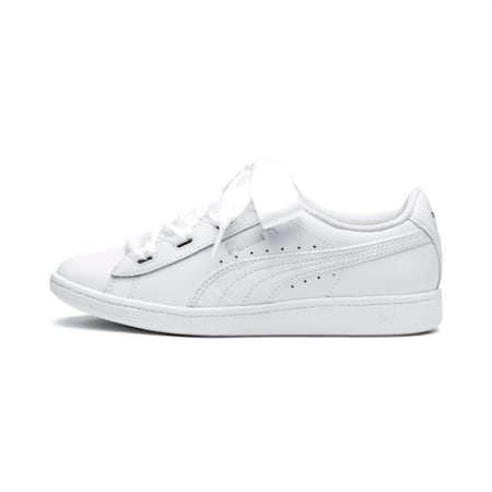 Vikky Ribbon Youth Girls' Trainers, Puma White-Puma White, small-SEA