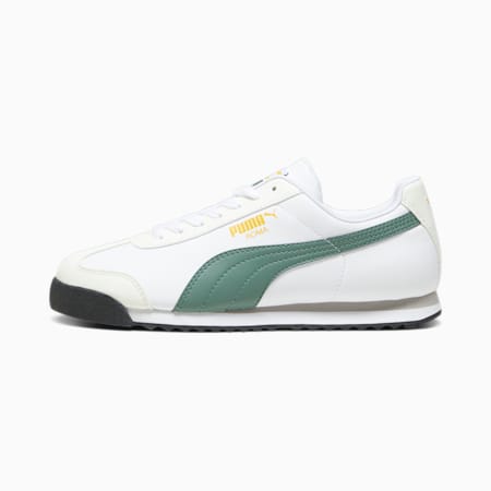 Roma Basic+ Trainers | Puma White-Warm White-Eucalyptus | PUMA Shop All ...