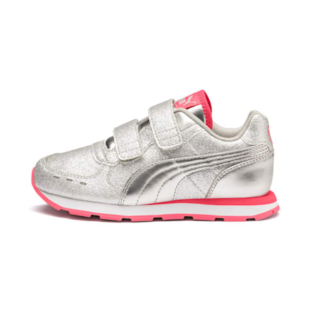 Vista Glitz V Kids' Sneakers, Puma Silver-Calypso Coral-Puma White, small-AUS