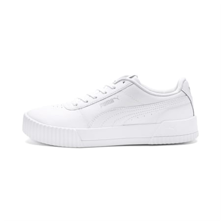 Carina Leather Women's Trainers, Puma White-Puma White-Puma Silver, small-SEA