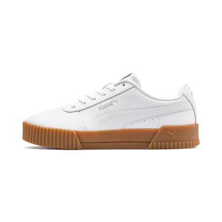 Carina Leather Women's Sneakers, Puma White-Puma White-Gum, small-AUS