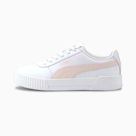 รองเท้ากีฬาผู้หญิงวัสดุหนัง Carina, Puma White-Rosewater-Rosewater, small-THA