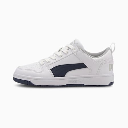 Rebound Lay-Up Lo Youth Trainers, Puma White-Peacoat-Gray Violet, small-THA
