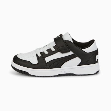 Rebound Lay-Up Lo V Kids' Trainers, Puma White-Puma Black, small-SEA