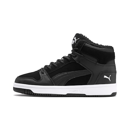 Rebound Lay-Up Fur SD Youth Trainers, Puma Black-Puma White, small