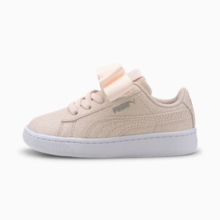 Vikky v2 Ribbon Glitz Babies' Trainers, Rosewater-Puma Silver-Puma White, small-SEA