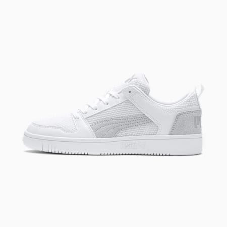 Rebound Lay-Up Lo Mesh Trainers, Puma White-Puma White-Gray Violet, small-SEA