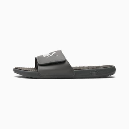 black puma flip flops