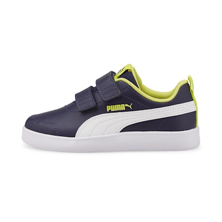 Dziecięce buty sportowe Courtflex V2, Peacoat-Puma White-Lemon Sherbert, small
