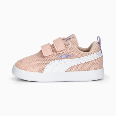 Courtflex V2 Mesh Babies' Trainers, Rose Dust-PUMA White-Vivid Violet, small