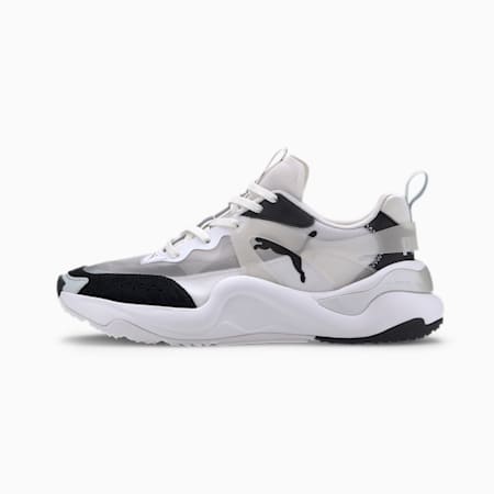 puma black and white tennis shoes