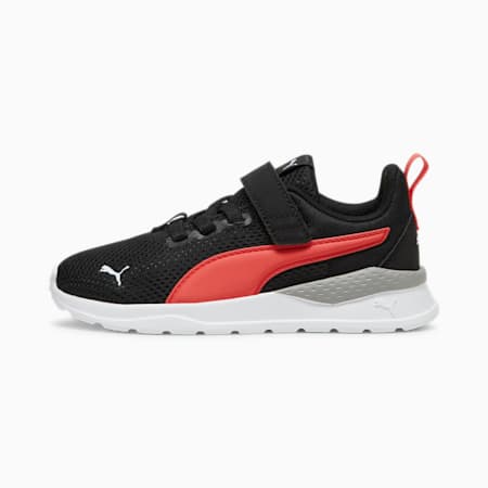 Anzarun Lite Kids' Trainers, PUMA Black-Active Red-PUMA White, small