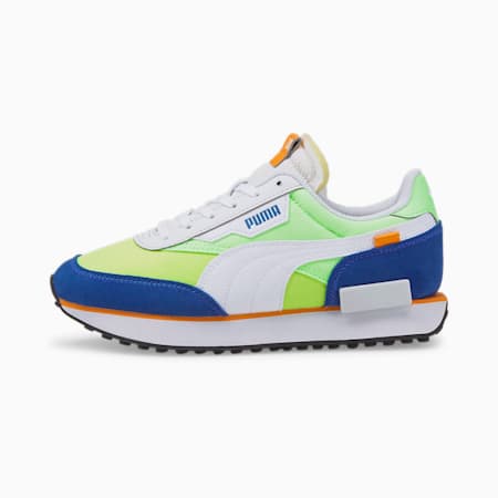 Future Rider Play On Kid's Sneakers, Puma White-Fizzy Lime-Puma Royal, small-IND