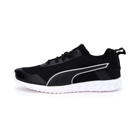 puma black and white running shoes