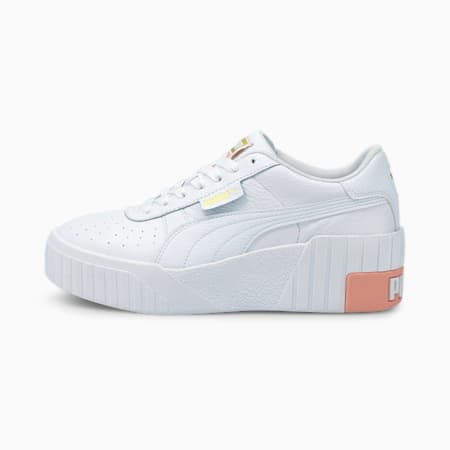 Cali Wedge Women's Trainers, Puma White-Apricot Blush, small