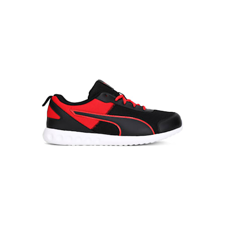 Momentum Men's Running Shoe, Black-High Risk Red-White, small-IND