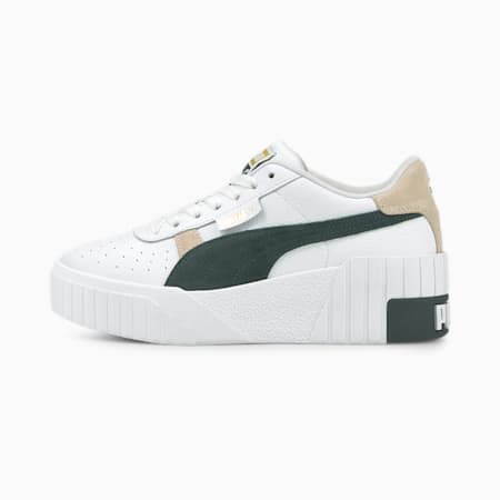 Cali Wedge Mix Women's Trainers, Puma White-Green Gables-Peyote, small-PHL