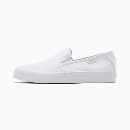 white puma slip on shoes