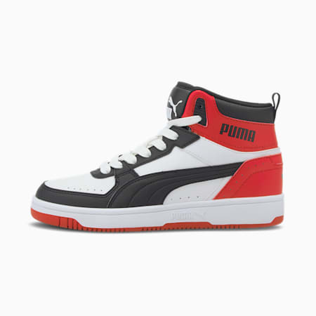 รองเท้าออกกำลังเด็กโต Rebound JOY, Puma White-Puma Black-High Risk Red, small-THA