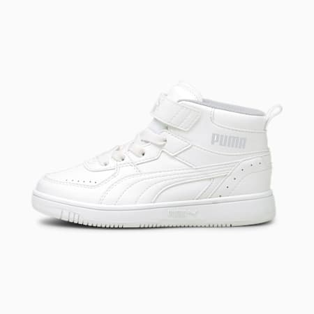 Rebound JOY Kids' Trainers, Puma White-Puma White-Limestone, small-DFA