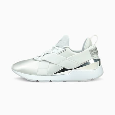 Muse X3 Metallic Women's Trainers, Puma White-Puma White-Puma Silver, small-SEA