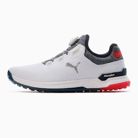 PROADAPT ALPHACAT DISC Men's Golf Shoes, Puma White-Navy Blazer-High Risk Red, small
