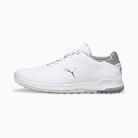 PROADAPT ALPHACAT Leather Men's Golf Shoes, Puma White-Puma Silver, small-AUS