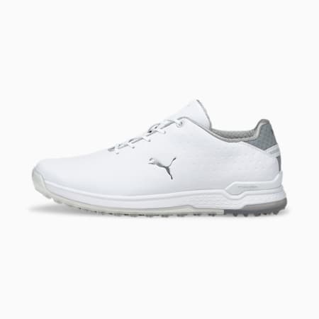 PROADAPT ALPHACAT Leather Men's Golf Shoes, Puma White-Puma Silver, small
