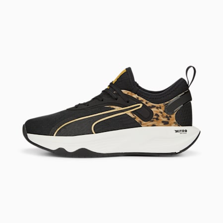 PWR XX NITRO Safari Glam נעלי אימון נשים, Puma Black-Puma Team Gold, small-DFA