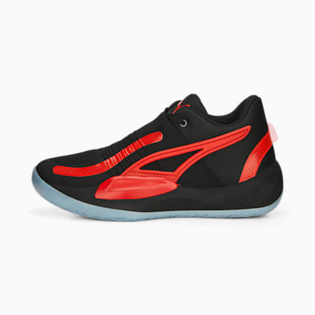 Rise NITRO Unisex Basketball Shoes, PUMA Black-For All Time Red, small-AUS
