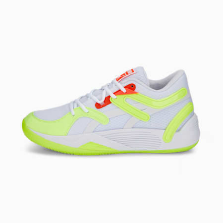 TRC Blaze Court Glow Stick Unisex Basketball Shoes, Puma White-Lime Squeeze, small-AUS