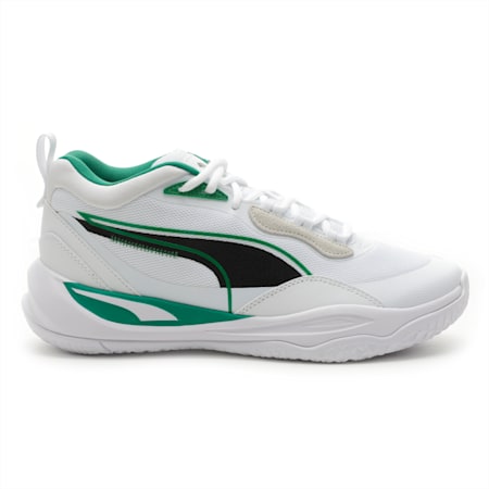 Playmaker Pro Basketball Shoes, Puma White-Amazon Green, small-PHL