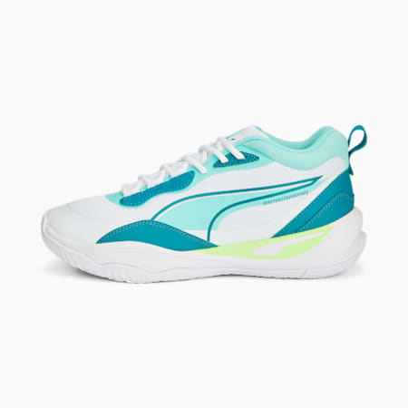 Playmaker Pro Unisex Basketball Shoes, PUMA White-Electric Peppermint, small-AUS