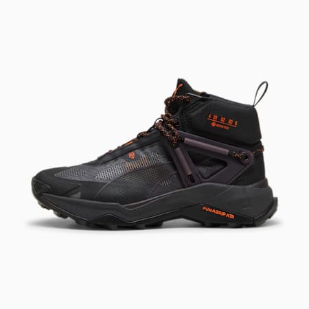 Sepatu Hiking Wanita Explore NITRO Mid GORE-TEX, PUMA Black-Midnight Plum-Flame Flicker, small-IDN