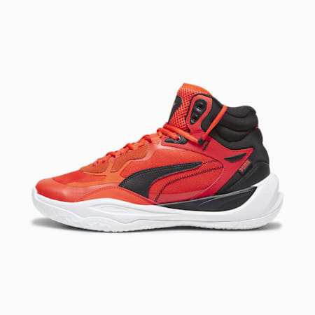 Playmaker Pro Mid Basketball Shoes, Red Blast-Fiery Red-PUMA Black, small-THA