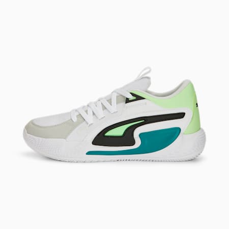 Court Rider Chaos Jewel Basketball Shoes, PUMA White-Fizzy Lime, small