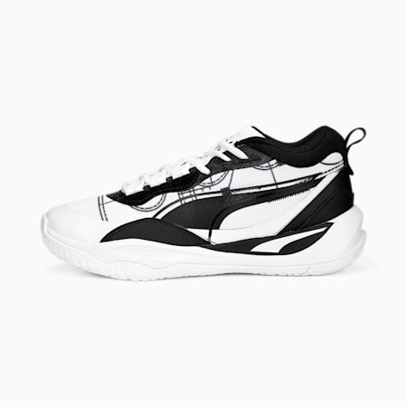 Playmaker Pro Courtside Basketball Shoes, PUMA White-PUMA Black, small-SEA