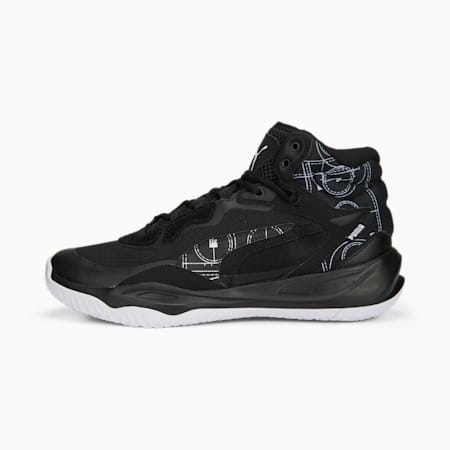 Playmaker Pro Mid Courtside Basketball Shoes, PUMA Black-PUMA White, small-PHL