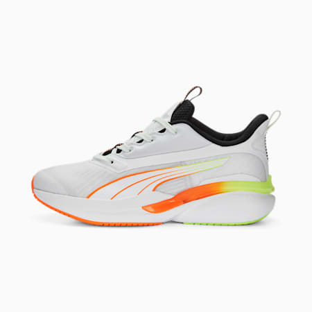 Hyperdrive ProFoam SPEED Unisex Running Shoes, PUMA White-PUMA Black-Ultra Orange-Fast Yellow, small-AUS