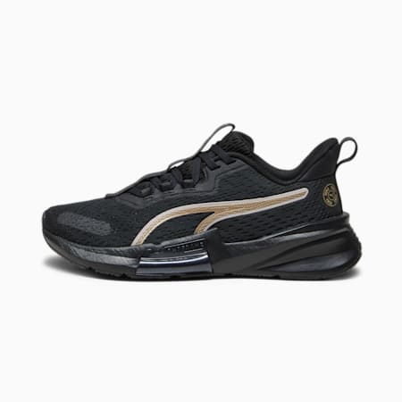 PWRFrame TR 2 Logo Love Trainingsschuhe Damen, PUMA Black-Metallic Gold, small