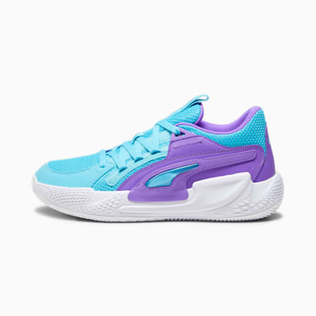 Court Rider Chaos Team Basketball Shoes, Purple Glimmer-Bright Aqua-PUMA White, small